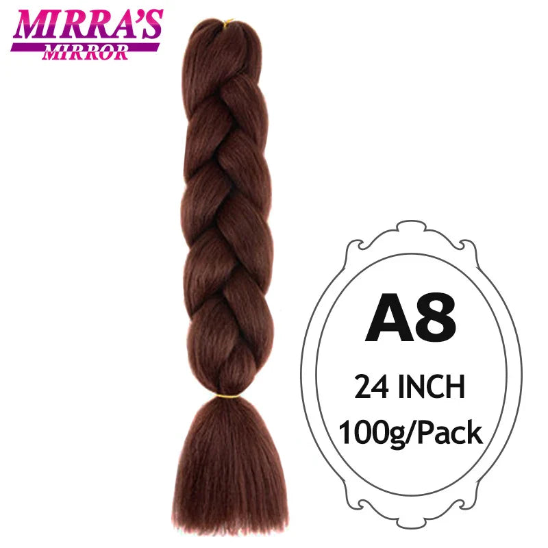 Jumbo Braiding Hair Extensions 24inch Ombre Hair For Braids 5Pcs Box Braid Yaki Texture Synthetic Fiber Fake Hair Mirra’s Mirror