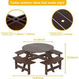 1720lb Capacity Table Pliante Backyard Outdoor Round Table With Umbrella Hold Design for Patio Garden Camping Chair Picnic Brown