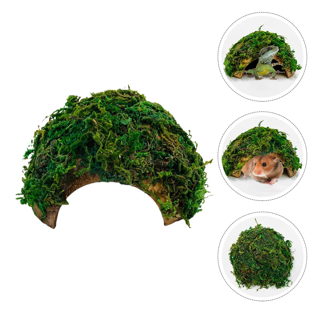 Reptile Hideout House Hamster Turtle Habitat Shelter Terrarium Ornament Coconut Shell Gecko Hides and Caves Lizard Hiding New