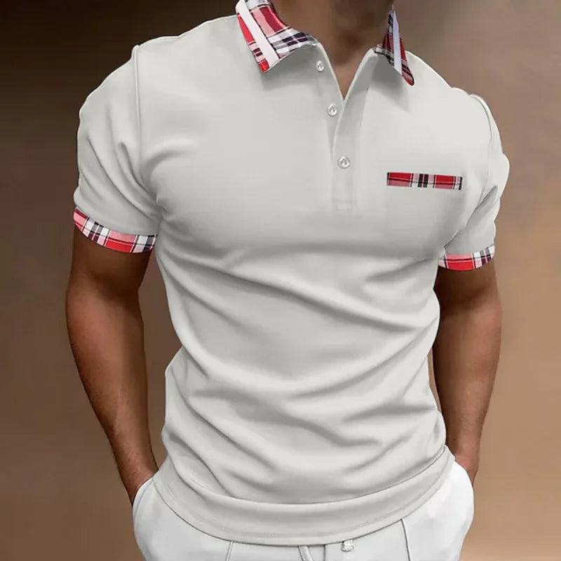 High Quality Men's Patchwork Polo Shirt 2023 Summer New High-end Business Casual Lapel Short Sleeve T-Shirt Top S-3XL