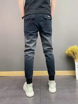 New Arrival Luxury Designer Korean Men's Elastic Waist Jeans Casual Denim Pants Tapered Legs and Gradient Hip-hop Baggy Pants