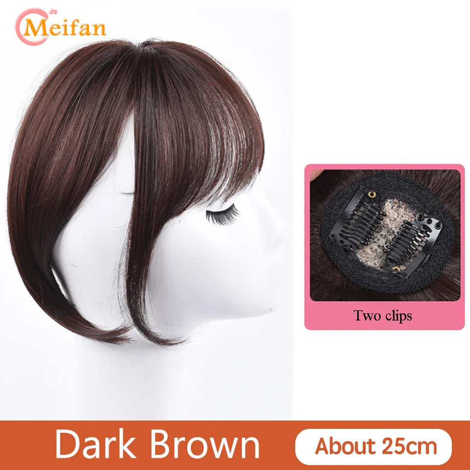 MEIFAN Synthetic False Bangs Clip-In Bangs Extension Natural Neat Fake Fringe Topper Hairpiece Invisible Clourse Hairpieces