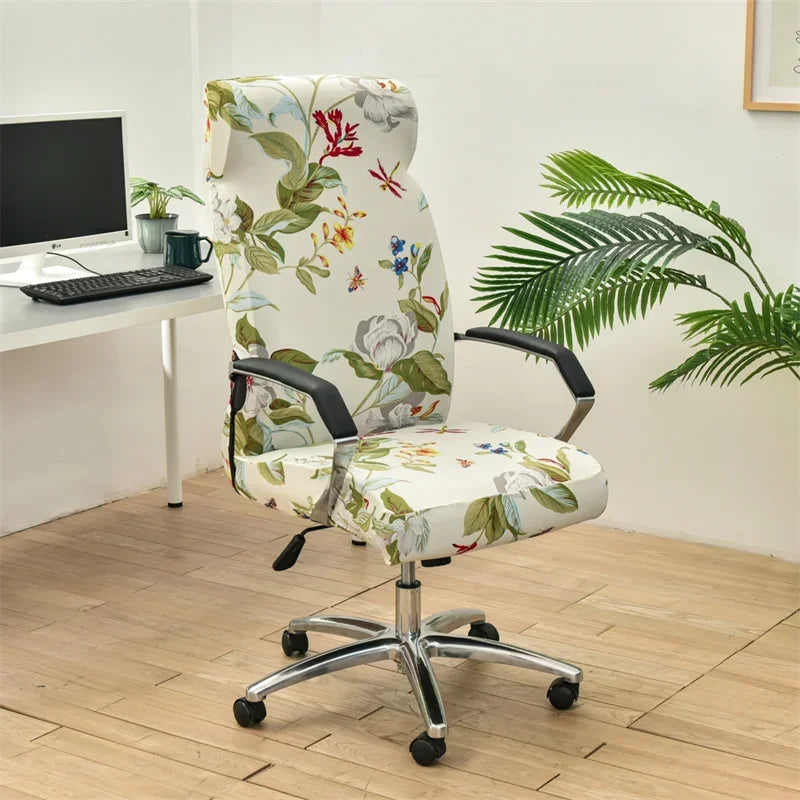 Geometry Printed Computer Chair Cover Elastic Office Chair Covers Non-Slip Rotating Seat Case Universal Armrest Chair Protector