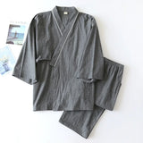 New 2024 Men's Solid Japanese Kimono Pajamas Casual Sleepwear Male Lace-Up Top and Pants Sets Soft Two-piece Homewear Suit Male