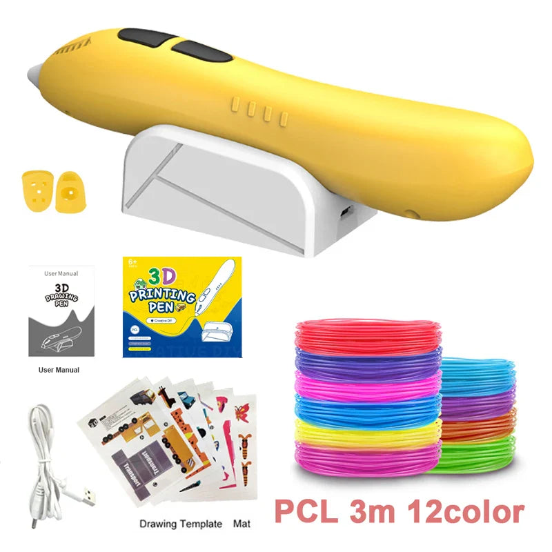 Kids' Safe 3D Printing Pen - Wireless, Low-Temperature, Magnetic Suction DIY Tool for Creative Fun!