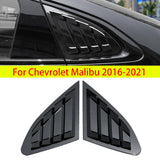 For Chevrolet Malibu 2016-2021 Car Rear Louver Window Side Shutter Cover Trim Sticker Vent Scoop ABS Carbon Fiber Accessories