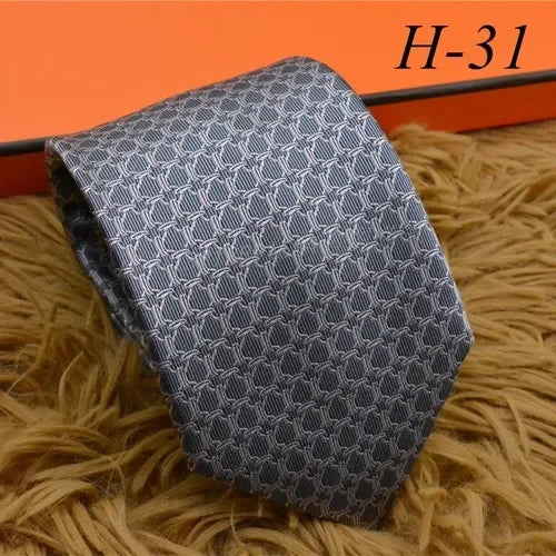 2024 new H Family 100% Silk Tie Creative Stripe Gift for Work Wedding 8cm Suit Accessories necktie  bowties  collared shirt