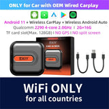 EKIY CarPlay Tv Box Android 13 4GB 64GB QCM6225 8-Core Wireless Carplay Android Auto Adapter Car Play Intelligent Systems