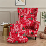 Christmas Theme Wing Chair Cover Stretch Spandex Armchair Covers Nordic Removable Relax Sofa Slipcovers With Seat Cushion Covers