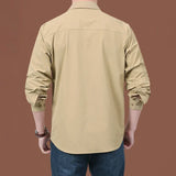 Plain Shirt New Spring Autumn Men's Cargo Hiking Sleeve Casual Fishing Shirts Quick-dry  Tactical Shirts Men's Casual Blouse