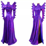 Nightclub Ds Dj Gogo Wear Pole Dance Outfit Drag Queen Costume Sexy Purple Laser Exaggerated Shoulder Bodysuit Dress