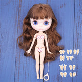 ICY DBS Blyth doll 1/6 BJD Customized nude joint body with white skin, glossy face,blue background is matte face girl gift, toy