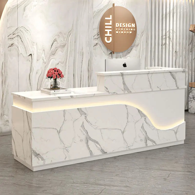 White Light Reception Desks Design Stylish Modern Luxury Reception Desks Office Front Mostrador Negocio Commercial Furniture