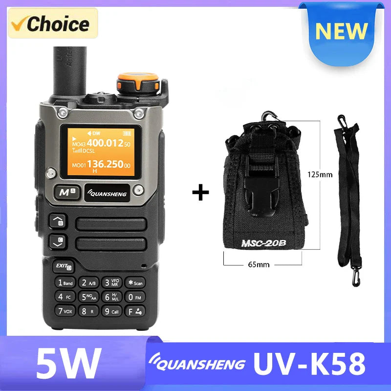 UV K58 Walkie Talkie 5W Quansheng UV-K6 Two Way Radio 50-600MHz Full Band Receiving Type C Charge Air Band DTMF Scramber UV-K5