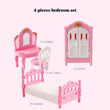 33 Items/lot Cute Pink Miniature Dollhouse Furniture Accessories Kids Toys Bathroom Bedroom Kitchen Cooking Things For Barbie