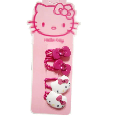 4pcs Sanrio Hello Kitty Children's Hairpin Hair Rope Rubber Band Hair Accessories Bow Hair clip girl kid hair ring