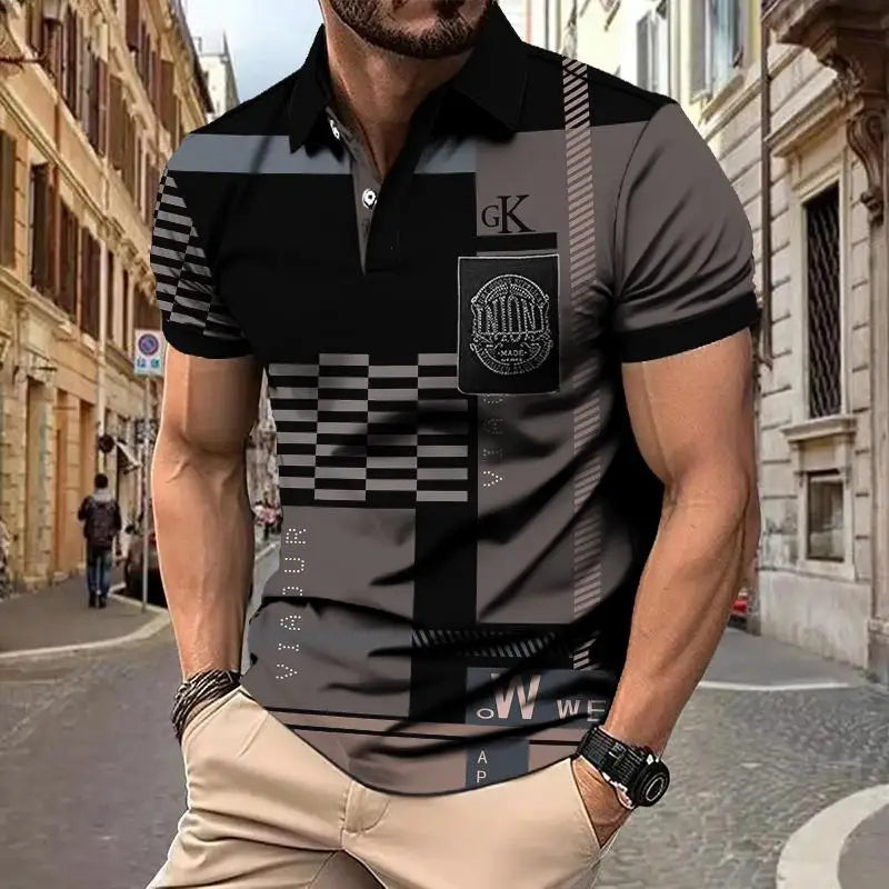 Striped Polo Shirt Men Polo Shirt Short Sleeve Top Casual Business Polo Shirt Men's Summer Clothing Quick Dry Fashion Polo Shirt