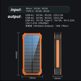 30000mAh Larger Capacity Solar Power Bank Waterproof PD 20W USB C LED Flashlight 10W Wirelss Charger For Smart Mobile Phone