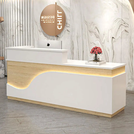 White Light Reception Desks Design Stylish Modern Luxury Reception Desks Office Front Mostrador Negocio Commercial Furniture