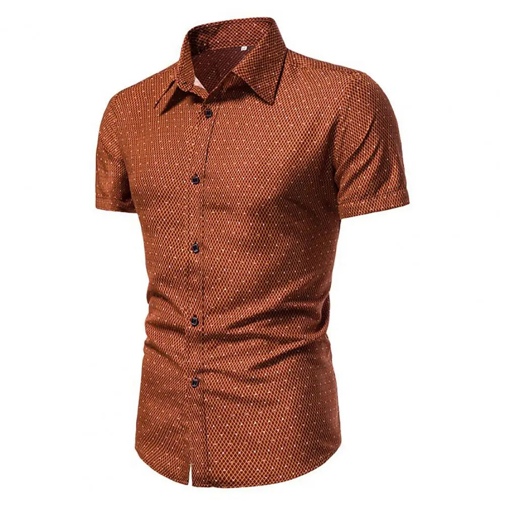 Men Shirt Formal Men Top Single-breasted Summer Top Lapel Summer Shirt Dot Print Shirt Business Shirt ropa hombre camisas