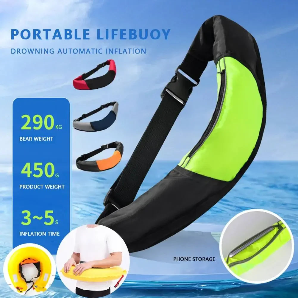 Inflatable Drifting Safety Life Belt Portable Oxford Buoyancy Survival Suit Wear-resistant with Whistle Safe Outdoor Accessories