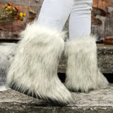 Winter Shoe Women's Winter Fluffy Faux Fox Fur Boots Woman Plush Warm Snow Boots Luxury Footwear Girls' Furry Fur Bottes Fashion