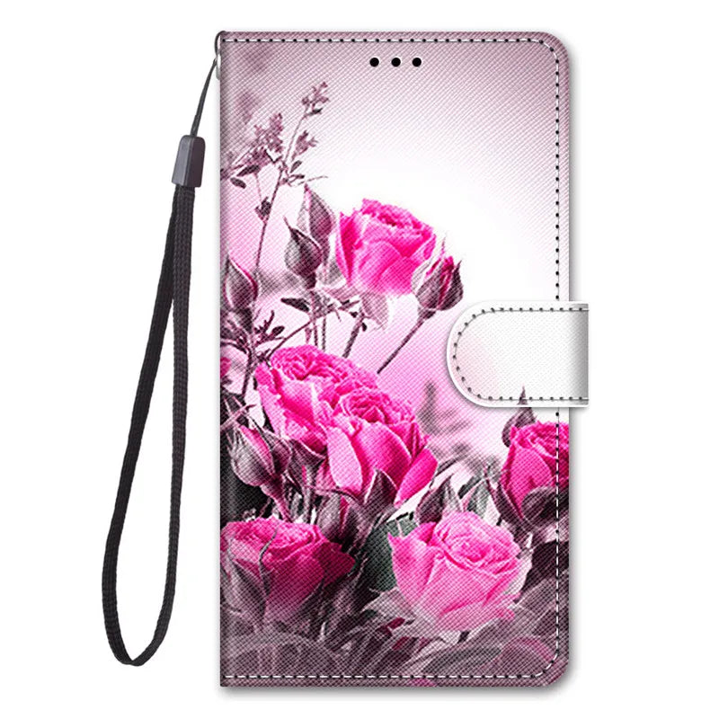 Leather Magnetic Case For Samsung Galaxy A25 A24 A14 4G A34 A54 5G SM-A256B A245F Phone Cover Flip Wallet Painted Funda Etui