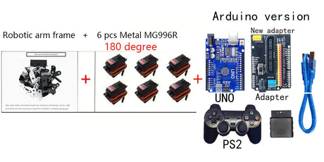 6 DOF Robotic Arm with MG996 180/360 Degree Rotating Base for Arduino Arm Robotics Kit Educational DIY Kits Programmable Robot