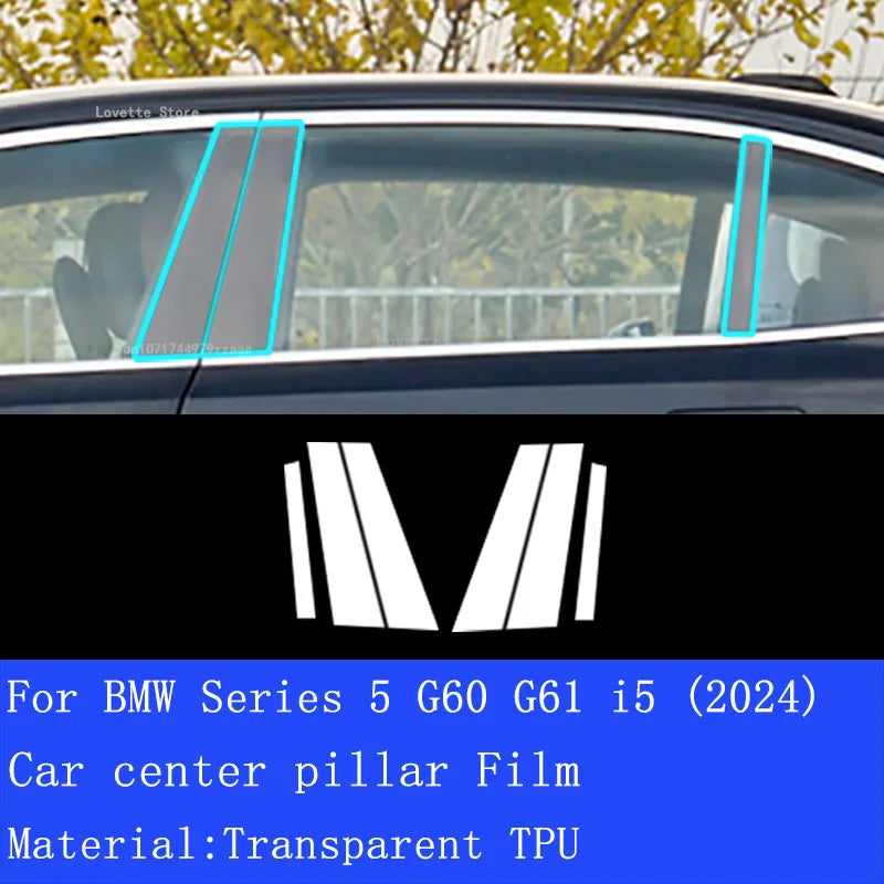 For BMW Series 5 G60 G61 i5 2024 TPU Car Interior Gear Dashboard Protective Film Transparent Anti-scratch Accessories