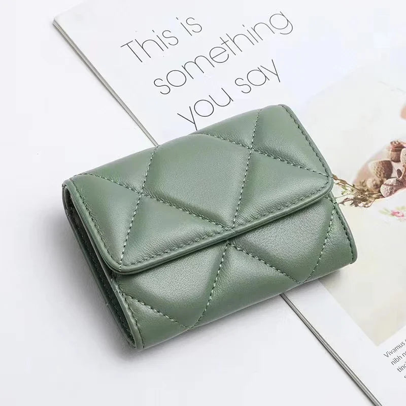 Luxury Brand Leather Wallet Sheepskin Slim Mini Handheld Bag for Women Card Holder Credential Holder Card Wallet Purse