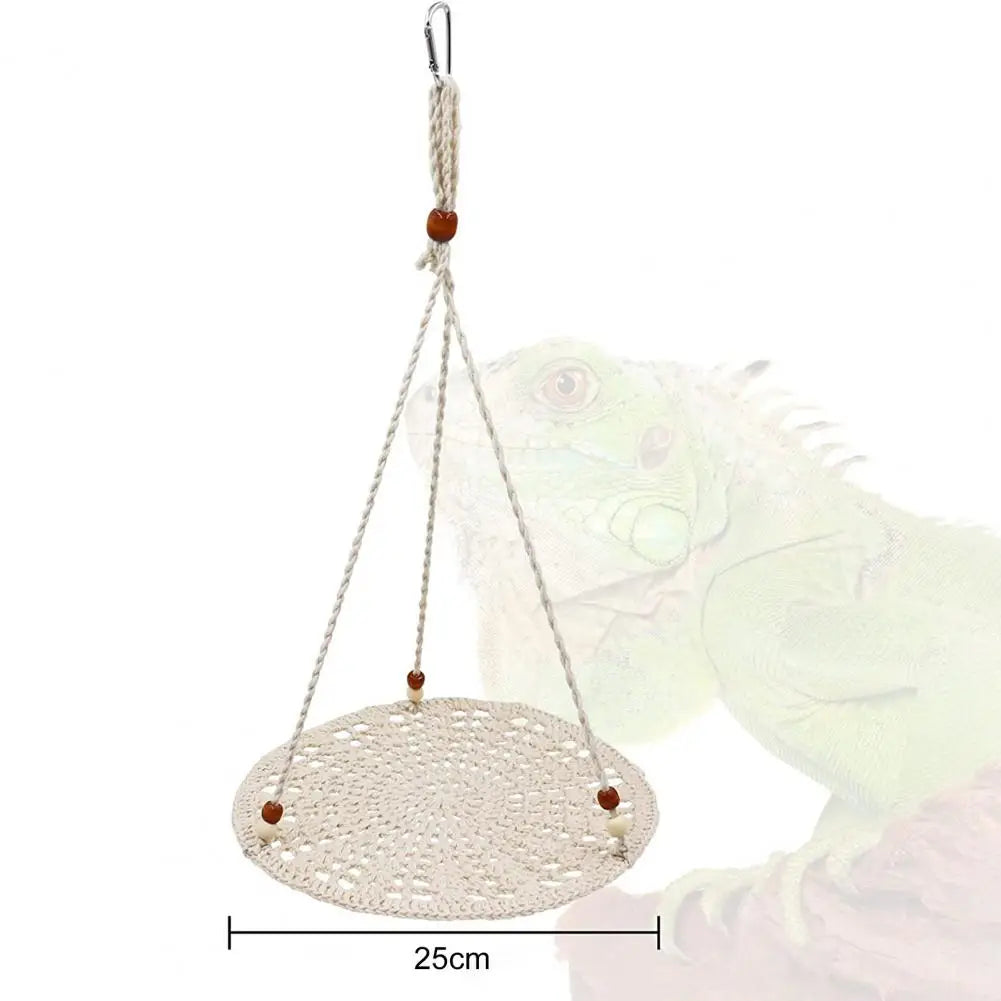 Reptile Hammock Hand Woven Strong Load-bearing Gecko Lizard Swing Toy Round Bearded Dragon Swing Hanging Bed Cage Accessories