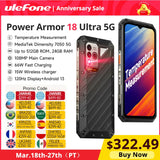 Ulefone Power Armor 18 Ultra 5G Rugged Phone 512GB ROM +24GB RAM Android 13 6.58" 120Hz Smartphone 108MP Camera,9600 mAh 66W NFC