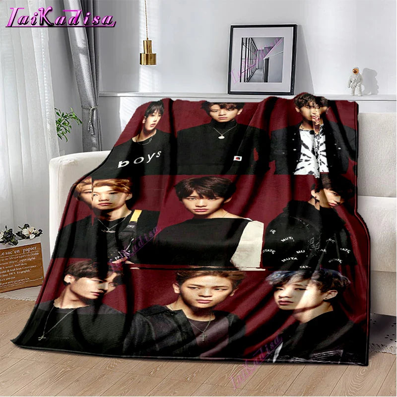 Stray Kids Blanket Soft Sofa Cover Kpop Singer Throw Blanket Fleece Blanket Lightweight Warm Bed Blankets for Bedroom Couch