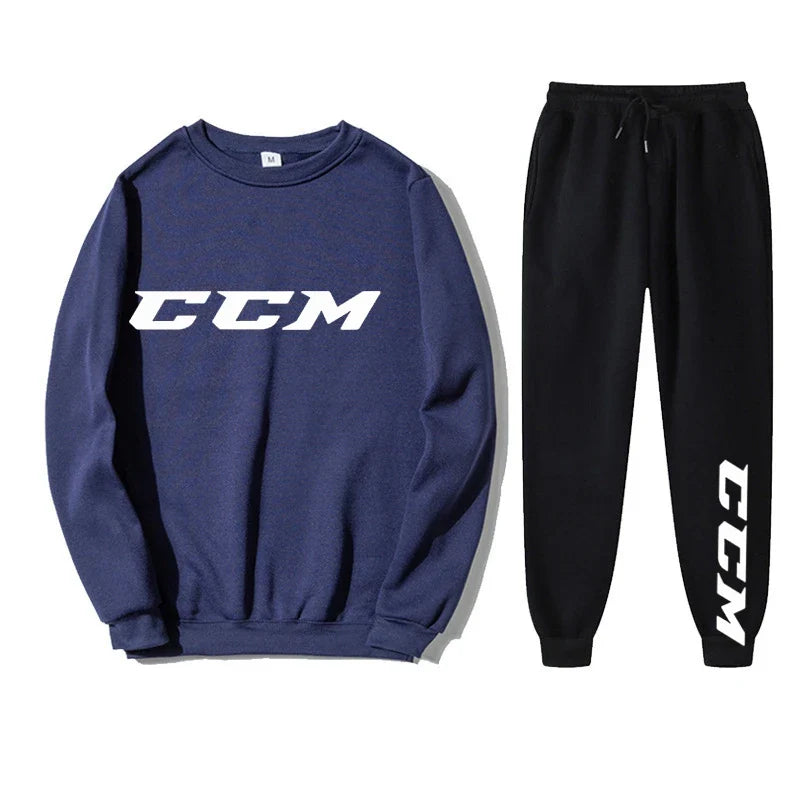 Men's Tracksuit Set Hoodie + Pants Spring Autumn Winter Fleece Warm Sportwear CCM Streetwear Suit Men Clothing