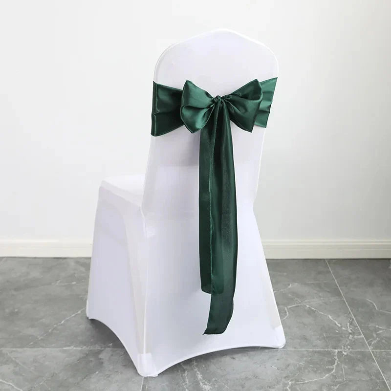 10pcs/Lot Satin Chair Sashes Bow Wedding Chair Knot Ribbon DIY Ties For Party Event Hotel Banquet Chair Decorations