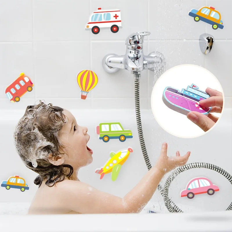 Baby Bath Toys Cars Boat Cognitive Floating Toy Foam EVA Puzzle Bathing Toys for Kids Children Bathroom Play Water Game Toys