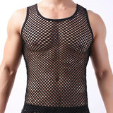 Fishnet Men Sexy Mesh Tank Tops Transparent Sleep Tops Male Underwear Pure Color Vest Sleeveless Tops Underwear Male Undershirt