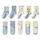 5 Pairs Children's Socks Cotton Non-slip Socks Floor Socks Cartoon Flowers Baby Socks Toddler Boy Girl Socks Kids Socks 0-12 Ys