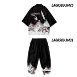 Two-piece Suit Plus Size S-6XL Loose Japanese Cardigan Women Men Cosplay Yukata Clothing Harajuku Samurai Kimono + Pants Sets