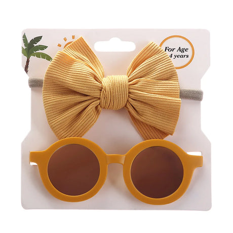 2Pcs/Set Baby Round Sunglasses Children Vintage Sun glasses UV400 Protection Classic Kids Shade Eyewear Summer Hair Accessories