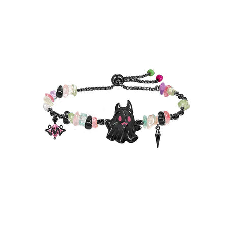 MASW Original Design Lovely Style Colorful Irregular Bead Cute Ghost Charm Bracelet For Women Gift Jewelry Hollow`s Day Gift