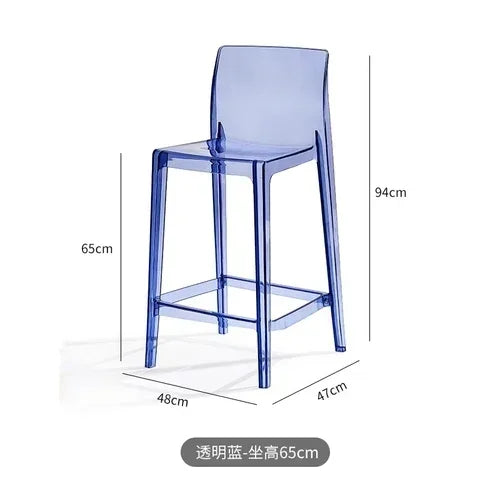 Nordic Acrylic Transparent Bar Chairs Modern Backrest Household Design Bar Chairs High Stools Muebles Household Items WZ50BC