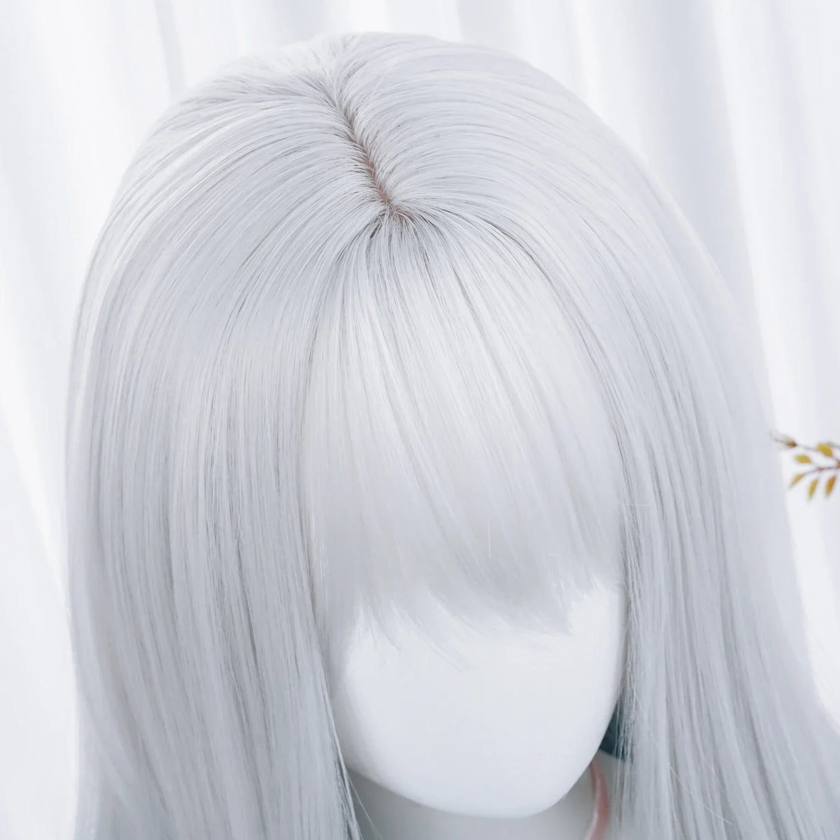 MSIWIGS Women Synthetic Lolita Wig Long Straight Ombre Two Tone Silver Grey Blue Hair For Cosplay With Bangs