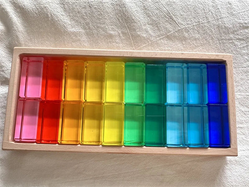 New Design Montessori Toys See Through Rainbow Lucite Stacking Blocks Acrylic HighTransparent for Kids Open Play