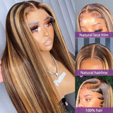 13x6 Highlight Ombre Straight Lace Front Human Hair Wig Honey Blonde Colored Bone Straight Lace Frontal Wigs For Black Women