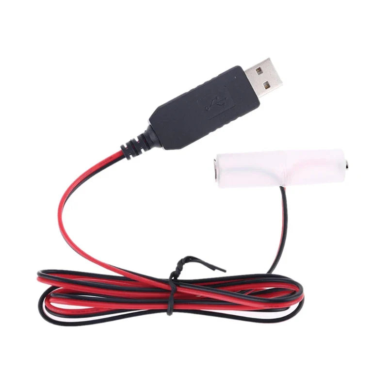 LR6 AA Battery USB Power Supply Cable for Radio Electric Toy Clock