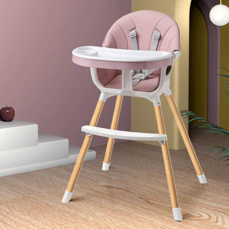 1pc 3-in-1 high chair for toddlers, convertible infant high chair with removable tray and adjustable legs with harness