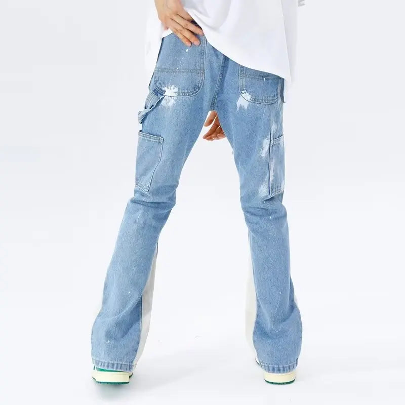 2023 Cyber Y2K Fashion Washed Blue Baggy Flared Jeans Pants For Men Clothing Straight Hip Hop Women Denim Trousers Ropa Hombre