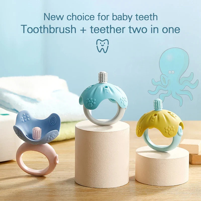 New Choice For Baby Teether Silicone Baby Teething Toys Food Grade Baby Toothbrush Teether Pacifier Clips Chain Baby Accessories