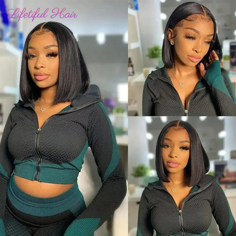 Glueless Bob Hair Wig Human Hair Ready To Wear and Go Straight Transprent 4x4 Lace Closure Wigs For Women Human Hair